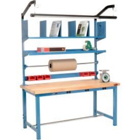 GLOBAL EQUIPMENT Packing Workbench W/Riser Kit   Power Apron, Maple Square Edge, 60"W x 30"D 244195B